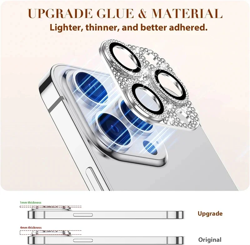 Phone Accessories Design - Luksusowy ochraniacz obiektywu aparatu z diamentowym